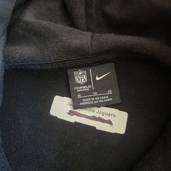 NIKE NFL JACKSONVILLE JAGUARS BLACK WITH TEAL LOGO HOODIE ON FIELD MENS SIZE XL